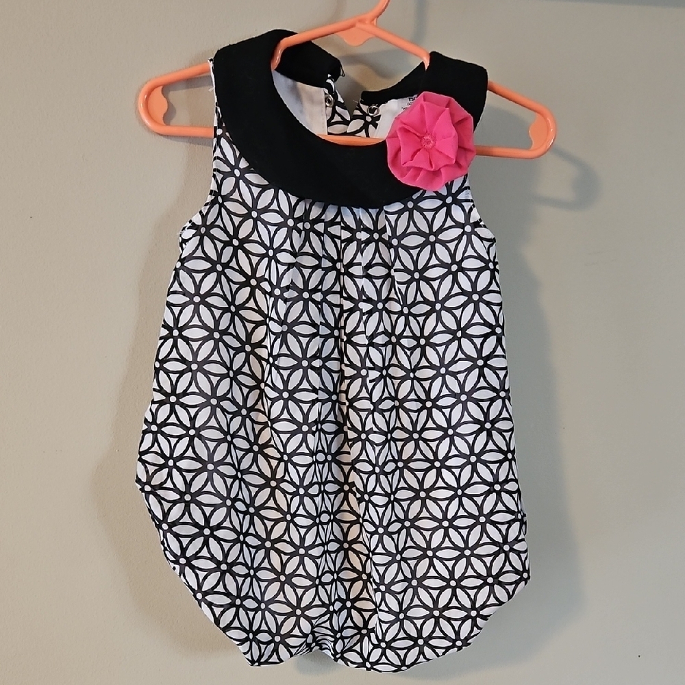 Baby Essentials Black and White Dress with Pink Accent